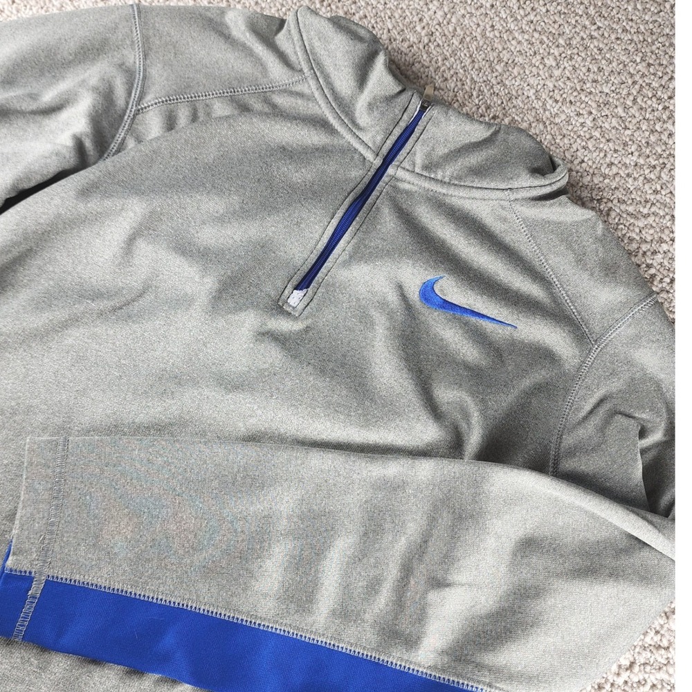 Nike Therma-FIT Quarter Zip Pullover Size M Mens Fleece Training Grey Blue